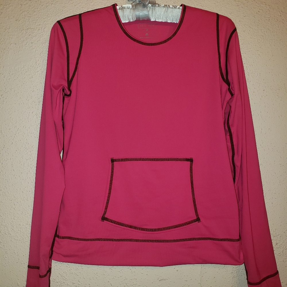 ATHLETA Womens Hot Pink Rash Guard Swim Top Long Sleeve Sz XS